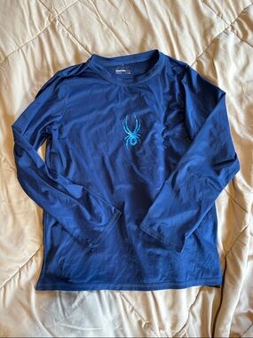 Spider Blue Long Sleeve Performance Shirt
